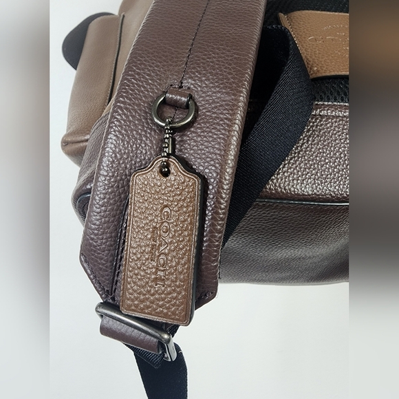 Coach Women's Hudson Browns Leather & Canvas Backpack Flap Drawstring Adj Straps - Picture 11 of 16